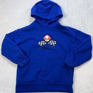Mario Kart Royal Blue Hoodie Sweatshirt Kids‎ Size 10-12 Nintendo Racing Graphic